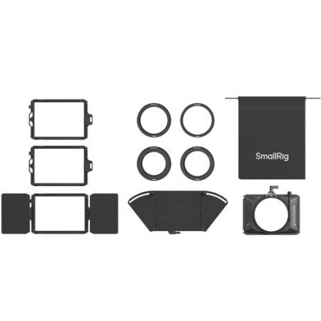 SmallRig 3680B - zestaw, mini Matte Box Pro, regulowany, z akcesoriami, carbon - zawartość zestawu